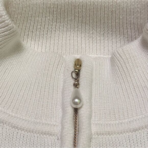 J Crew Pearl pull 1/4 zip horizontal stripe Sweater size M - Picture 7 of 10